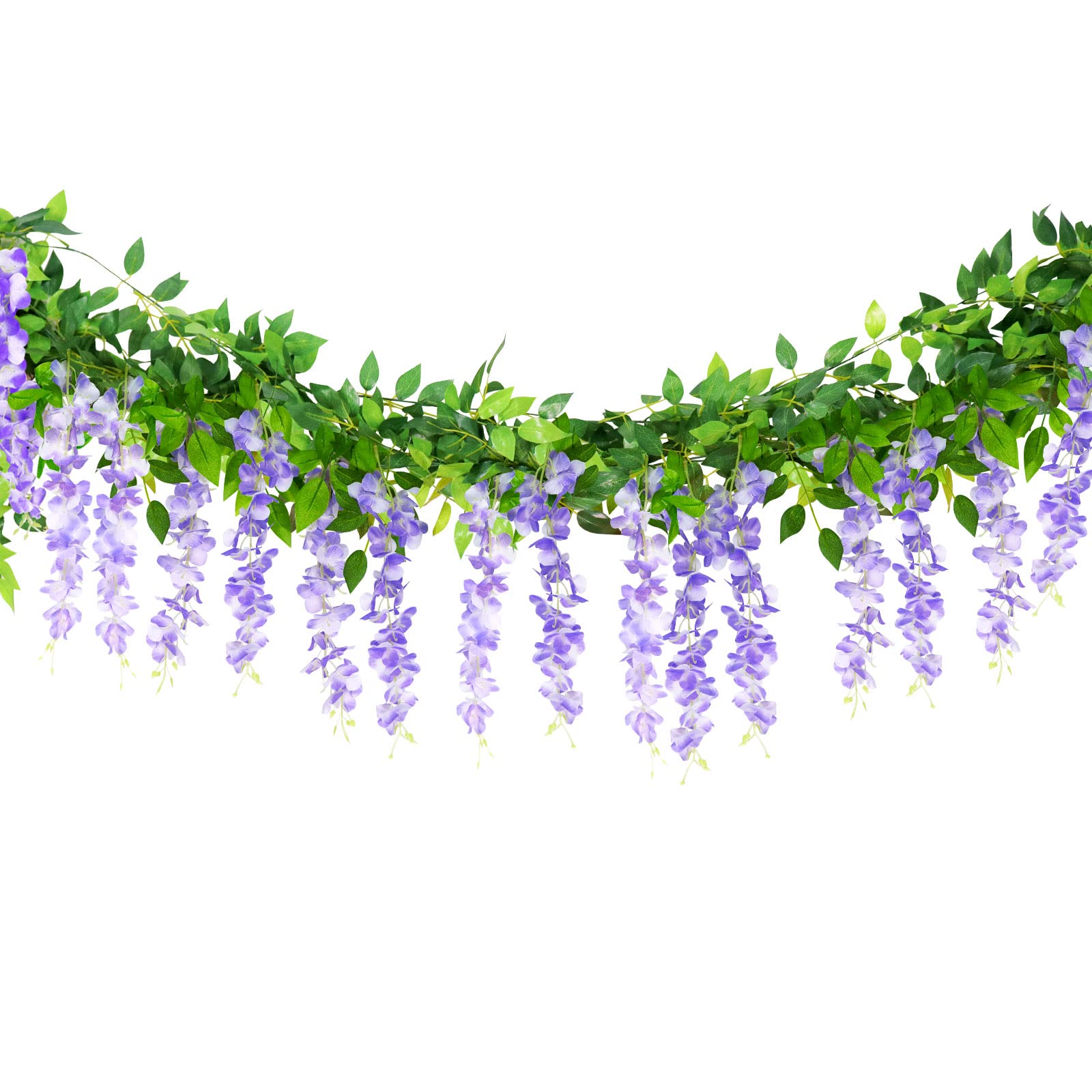 Yueshop 4 x 2,5 m künstliche Glyzinie, Rankengirlande, künstliche Blumen, Kunstpflanze, Kunstblume, für Zeremonie, Zuhause, Hochzeit, Themenpark, Dekoration (lila)