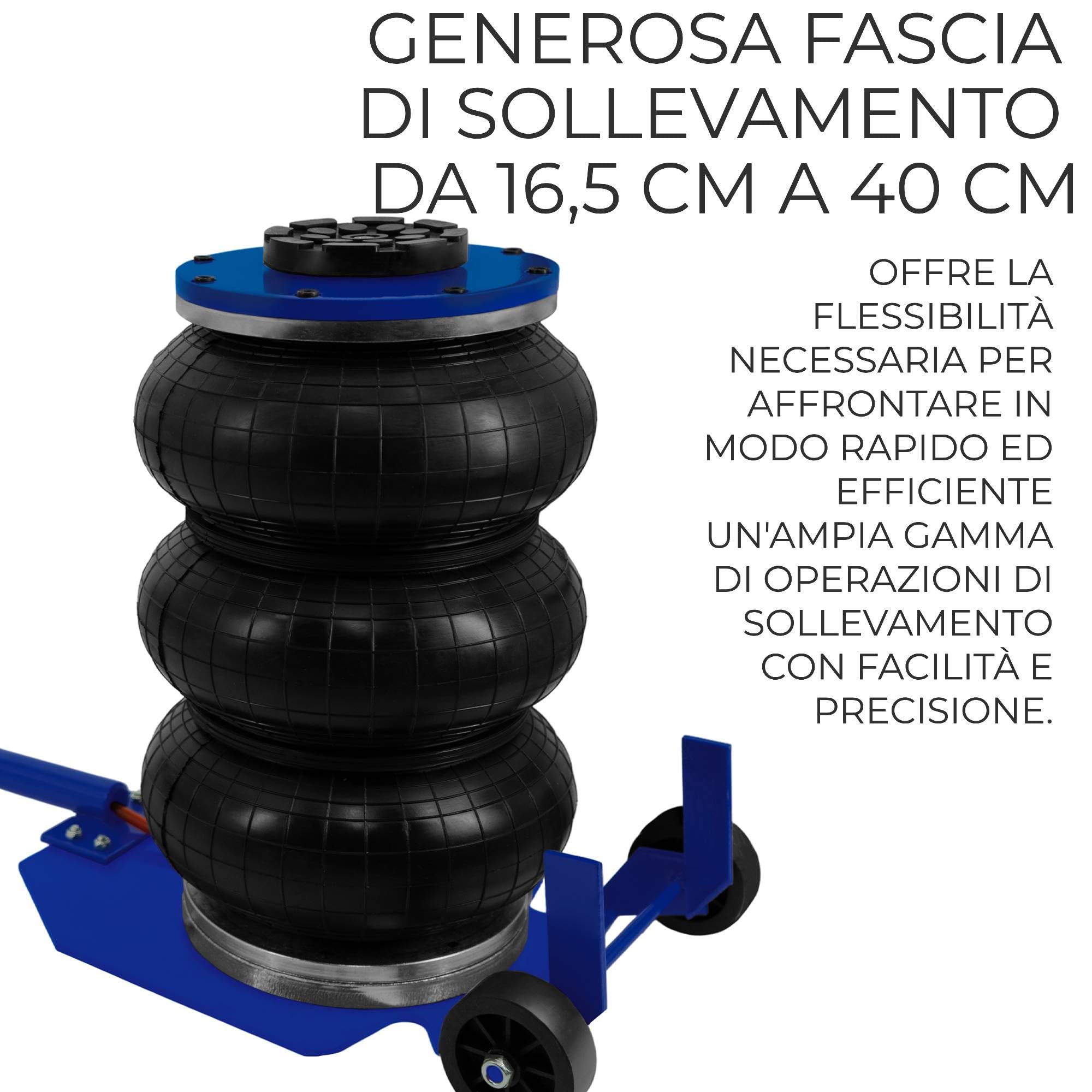 Cric Air Bag da 3,5 tonnellate - Capacità di sollevamento 7700 LBS - Sollevamento rapido in 3-5 secondi - Struttura robusta - Ideale per cambio gomme e riparazioni - Grip 16,5-40 cm
