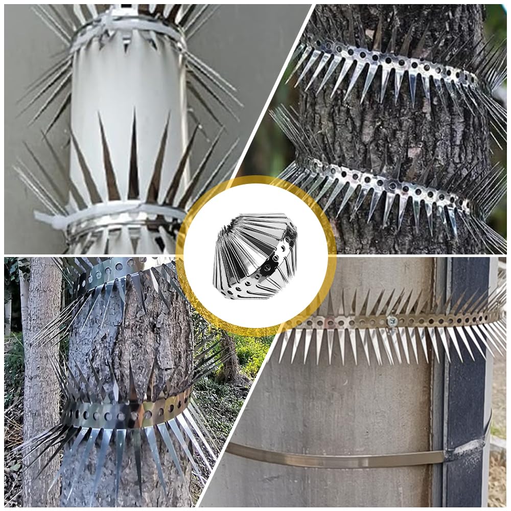 Mineup Ochrona przed kunami, 300 cm, ochrona przed wspinaczką dla kotów, pas odstraszający kuny ze stali nierdzewnej, odstraszacz szopów, do domu, rynny i drzew, możliwość przycięcia