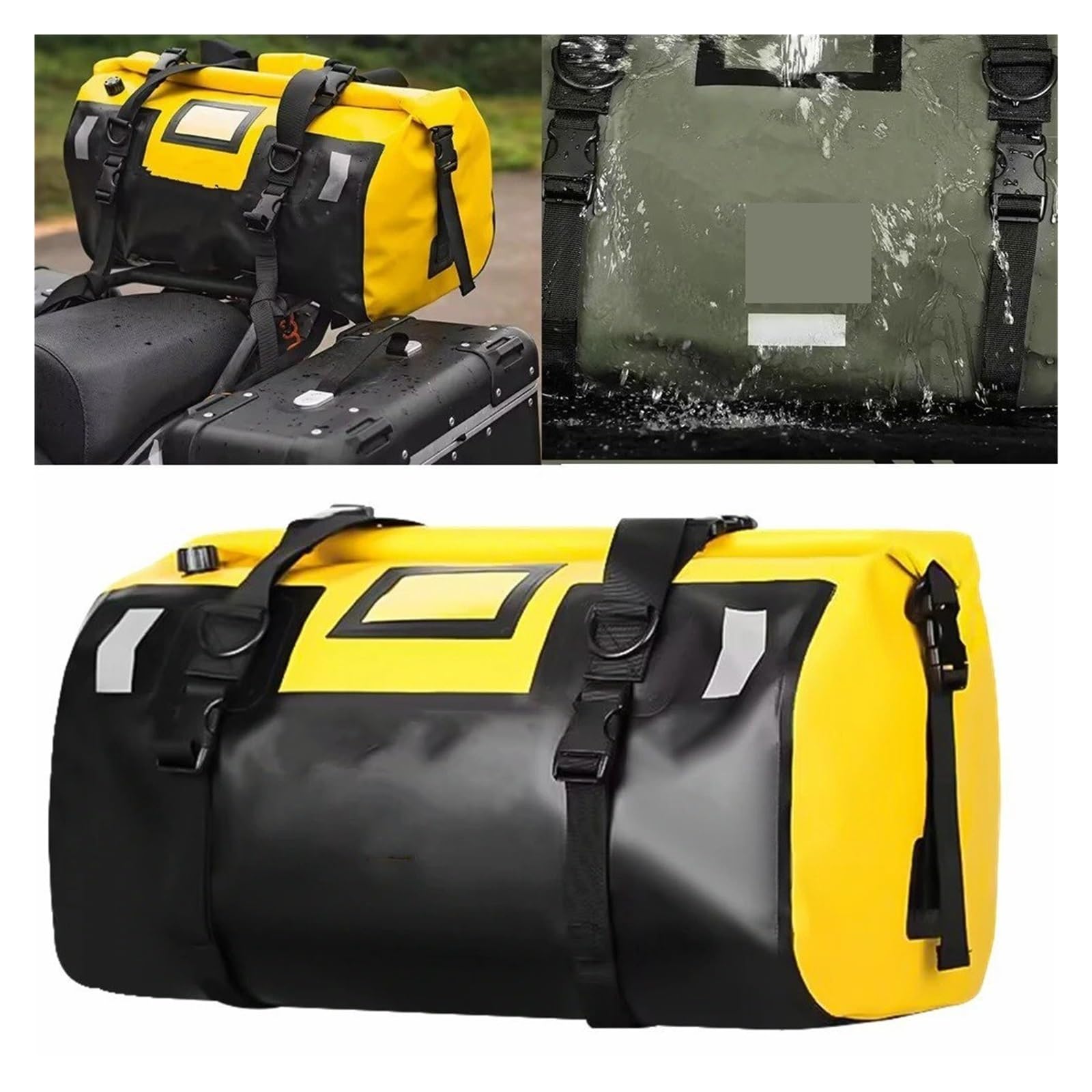 Top Case Motos Bolsa Trasera Impermeable para Motocicleta, Paquete Rollo Equipaje Seco Viaje Al Aire Libre Asiento Mochila 20/40/66 Bolsa De Moto(100L Carbon Fiber)