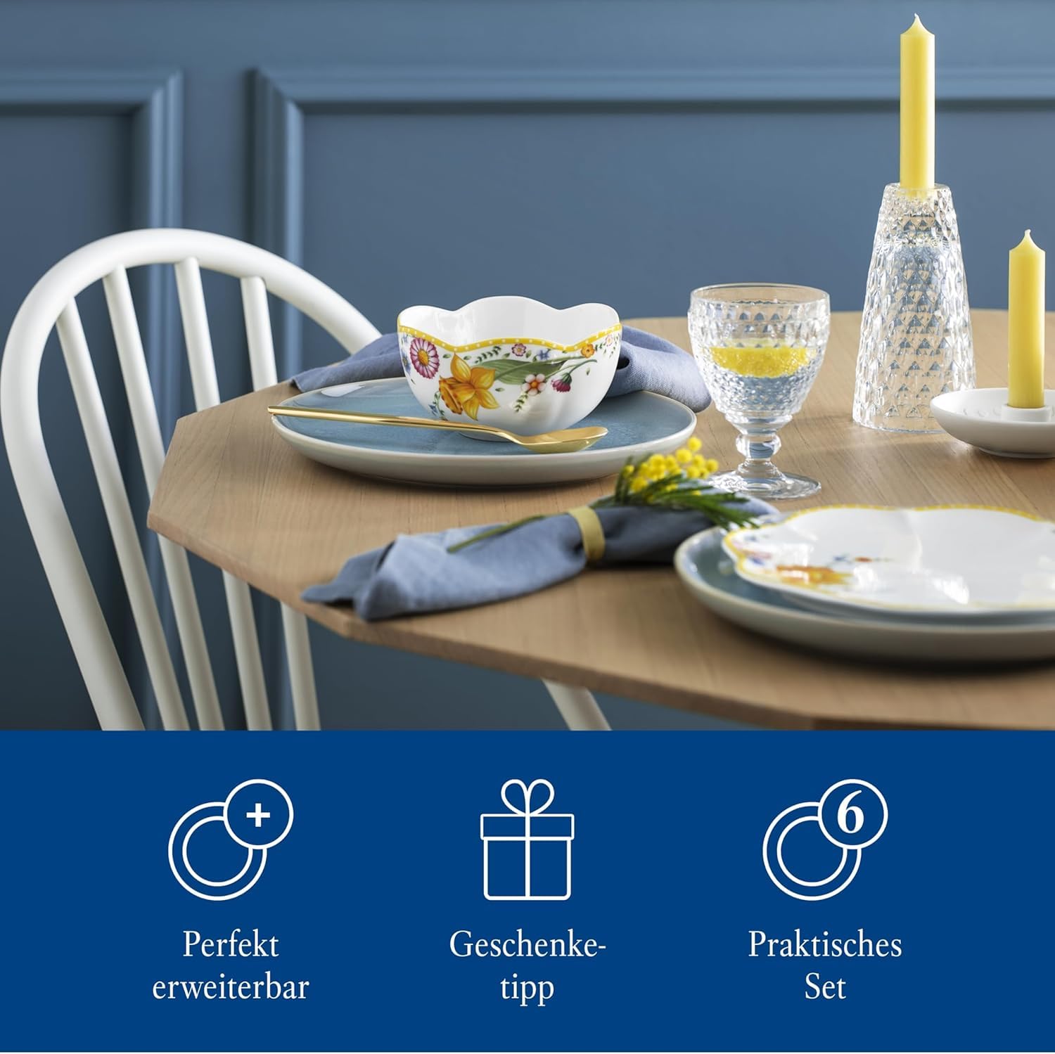 Villeroy & Boch - Spring Awakening Frühstücksset für 2 Personen 6 teilig, Ostergeschirr Set Frühstück, Ostern, Kaffeeservice, Geschirr Frühling, Porzellan