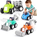 ORWINE Inertia Trucks Toy Cars, Early Educational Baby Boy Toys 18 Months, Push and Go Cars Gifts for Boys & Grils, 4PCS Construction Vehicles for Toddler Outdoor & Indoor