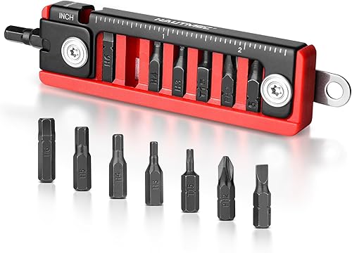 HAUTMEC Multiherramienta para bicicleta 7 en 1 con llaves hexagonales, destornilladores, regla, palancas de articulación, llavero para reparación de