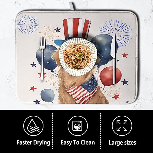 Vista 66 de Tapete de secado de platos con hojas de palma tropicales para encimera de cocina, 18 x 24 pulgadas, tapete de secado de cocina Monstera verde