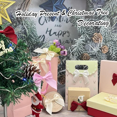 Miniatura 7 de CuteHook - Mini lazos de regalo de cinta de satén para manualidades, pequeño lazo adhesivo negro preatado para manualidades, costura, álbumes de