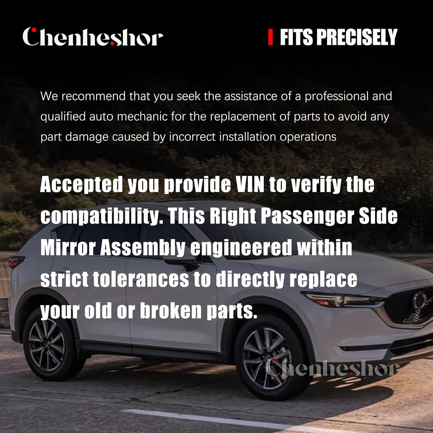 KC9E69121A White Passenger Side Mirror Assembly compatible with Mazda CX-5 2017-2023 Right Side Mirror 9 Pins w/Blind Spot Monitoring Power Fold Heated Turn Signal Replace# KC9E69121C MA1321200