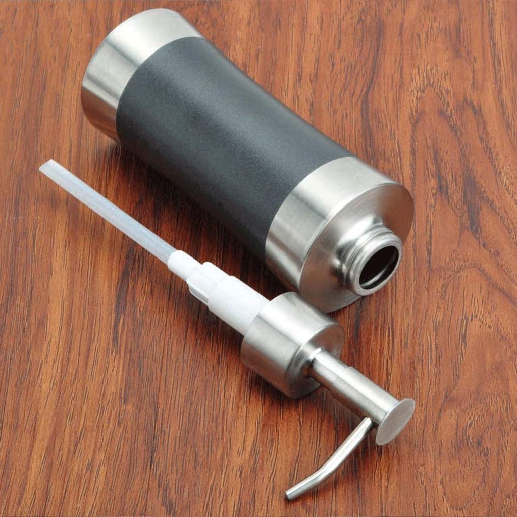 Dispenser di Sapone da appoggio Bottiglia Trasparente in Nichel Spazzolato per Cucina, Bagno, Oli Essenziali, lozioni, saponi liquidi
