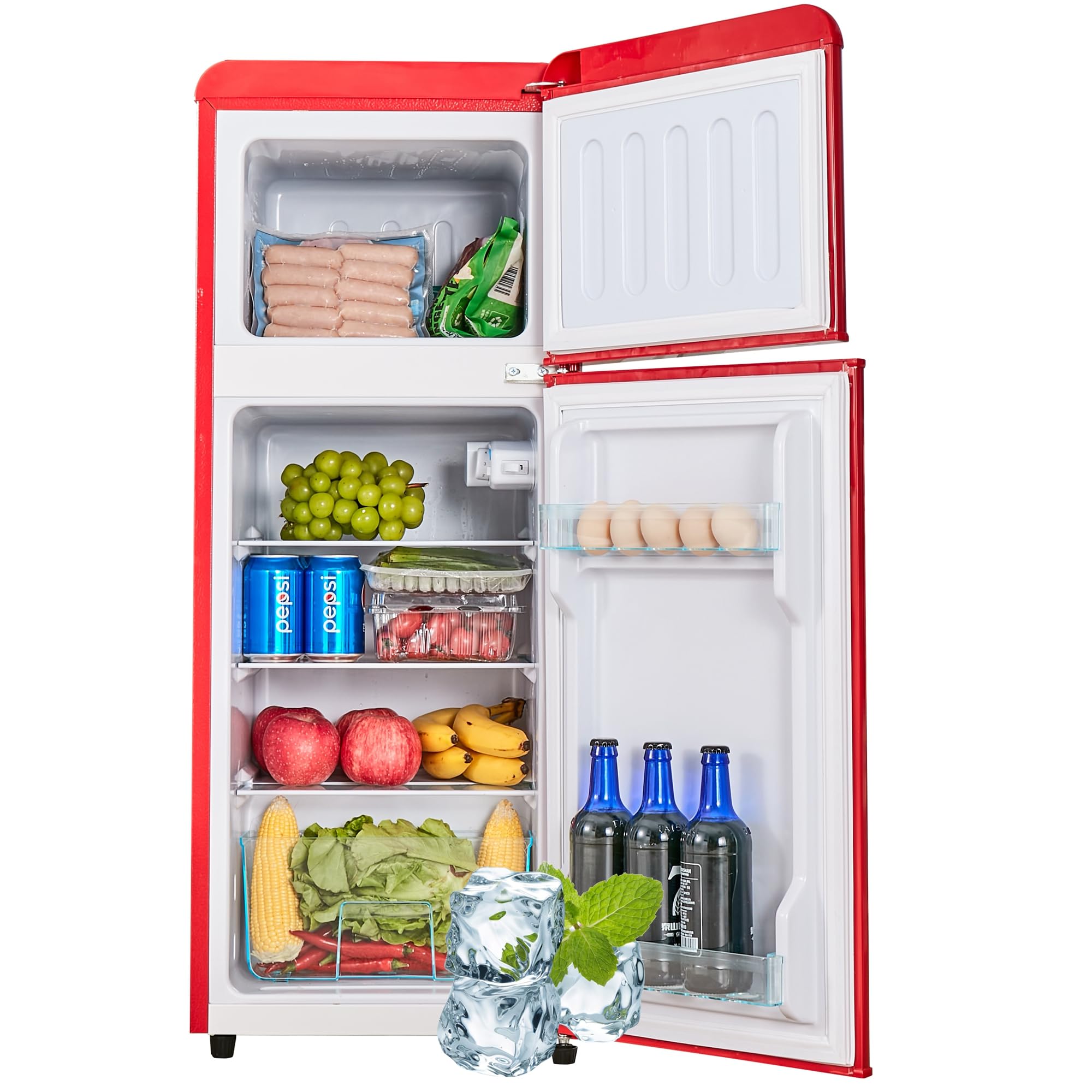 AXUTL Retro Refrigerator with Freezer Mini Fridge Bedroom Dorm Red 4.0 Cu.ft Compact Small for RV Apartment 2-Door Design on Fridge.com