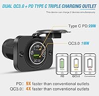 Vista 5 de Nilight 2 Pack PD Type C y QC 3.0 Panel de toma rápida USB con interruptor táctil LED ON Off, kit de cable fundido para coches, camiones