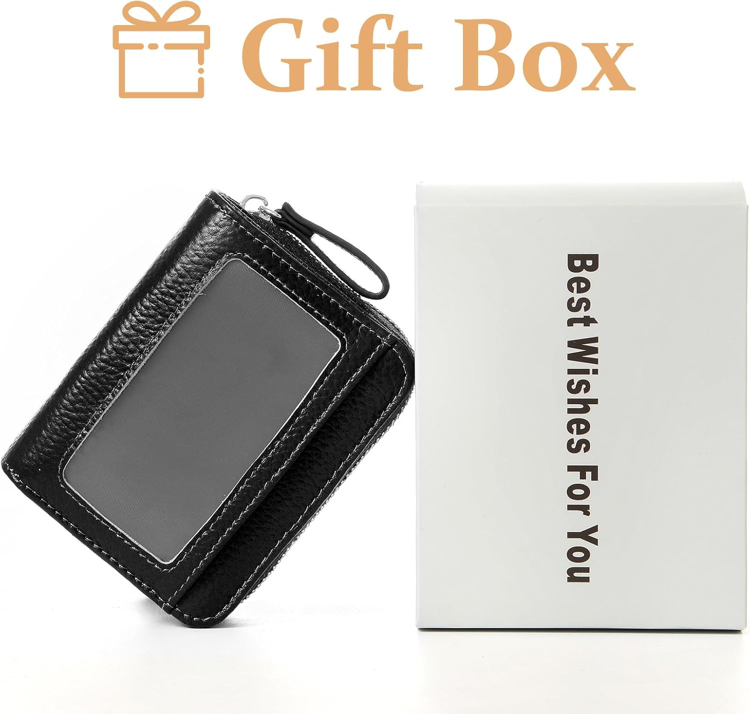 Genuine Wallet Women RFID Blocking Card Holder, Small Leather Womens Wallet with Zipper ID Window Coin Pocket - Image 5