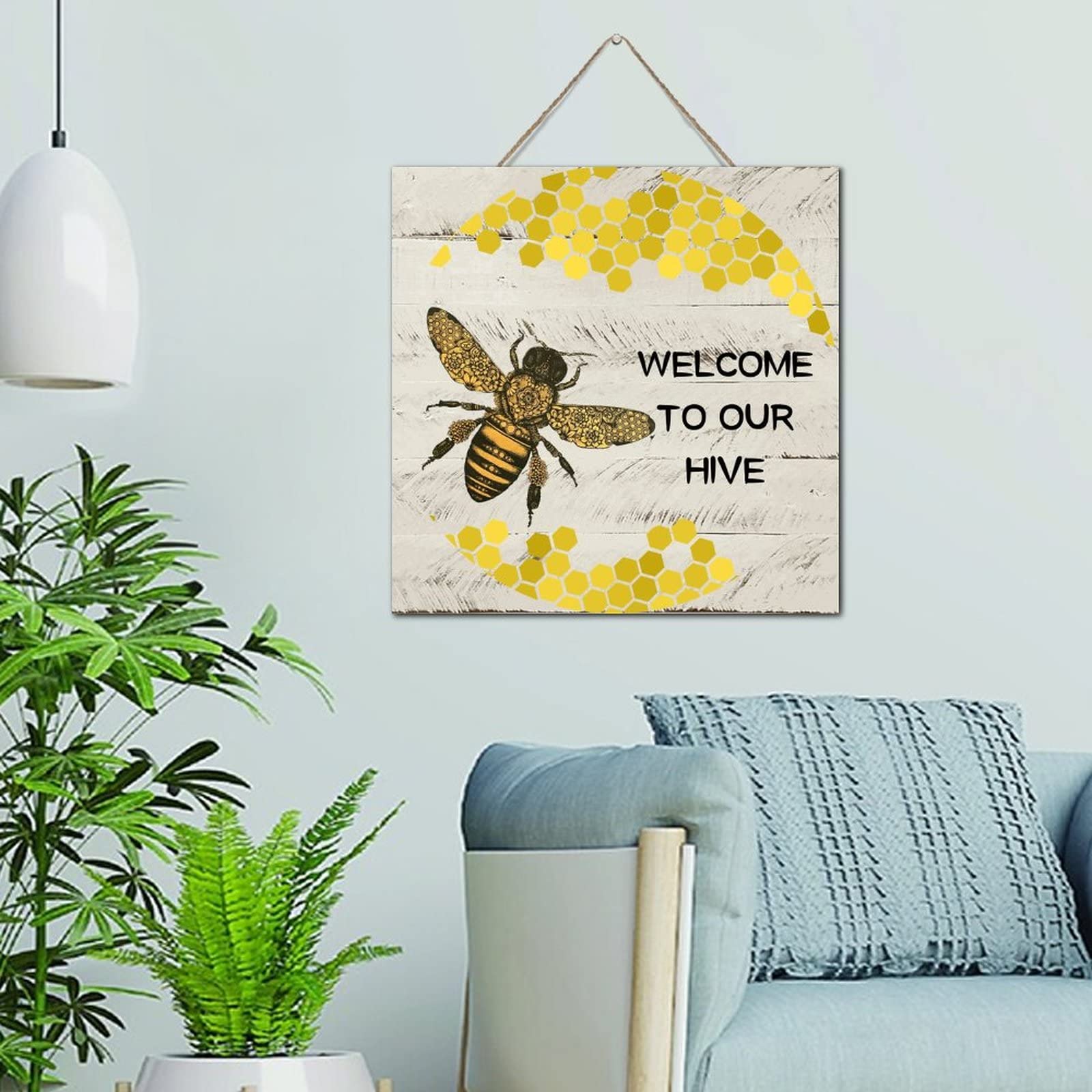 Targa in metallo con scritta Welcome to Our Hive, 30,5 x 45