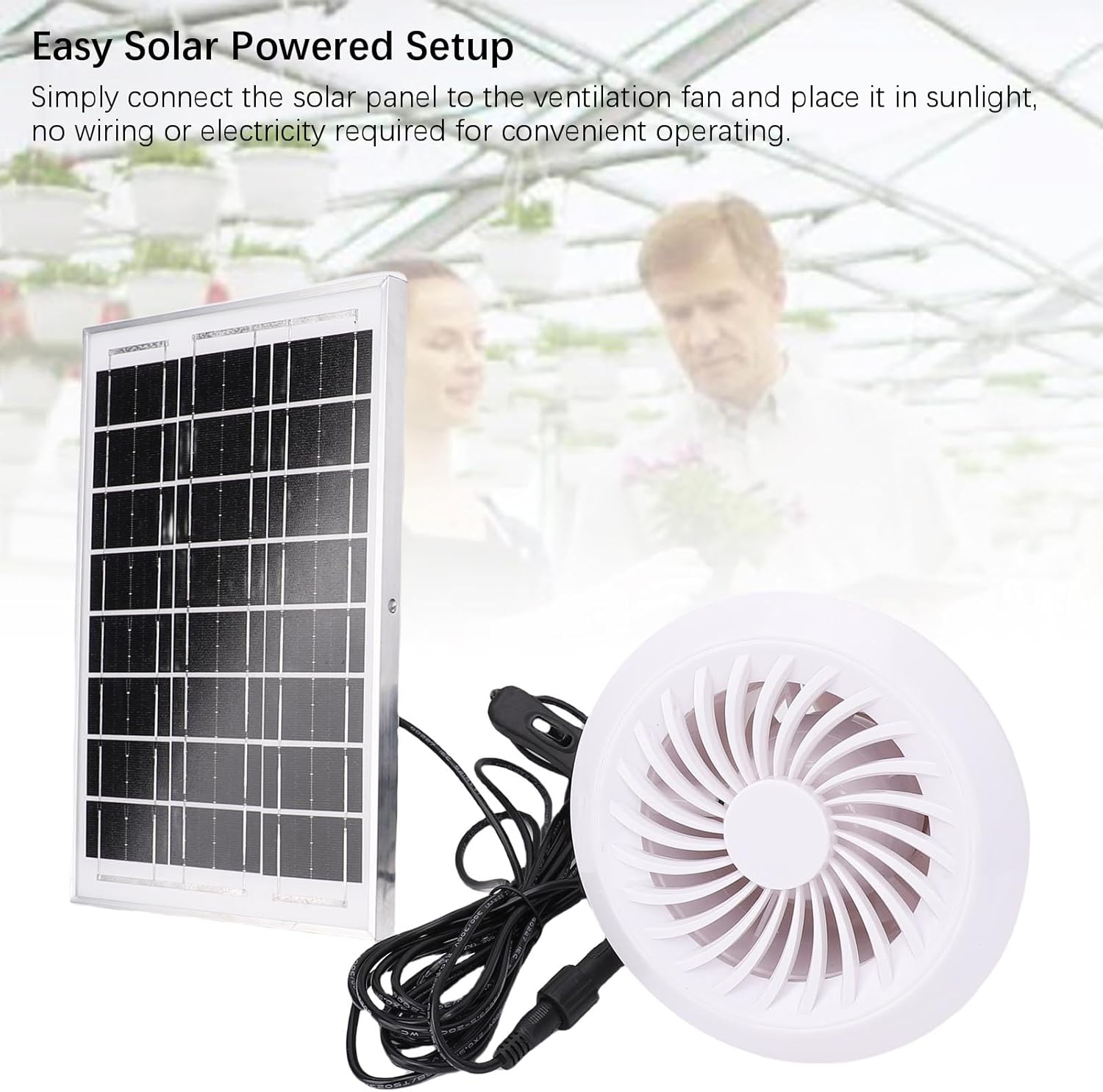 Solar Powered Exhaust Fan, 6W Monocrystalline Silicon Round Vent Fan Kit with IP67, for Chicken Coop Greenhouse Pet House Window Ventilation