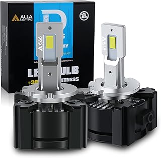 Alla Lighting CANBus D3R D3S LED Headlights Bulbs, Newest 90W 1:1 Plug-n-Play Easy Installation Change HID Conversion Kits Headlamps, 12000 Lumens 6000K~6500K Xenon White (D3S/D3R/D3C)