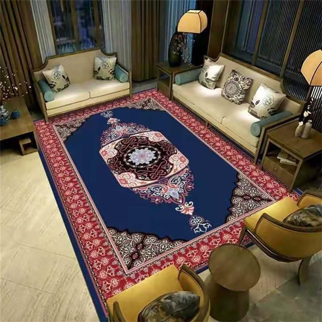 Tapis de cuisine bleu 70x140 cm antidérapant à poil court pour salon