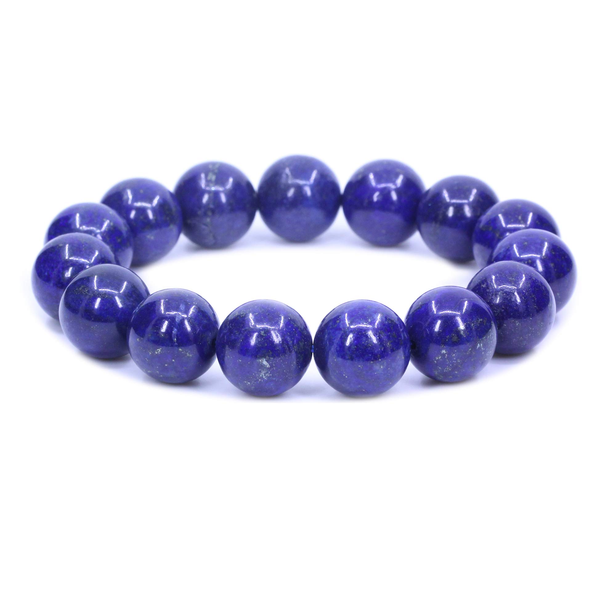 Keleny Natural Gem Semi Precious Gemstones 14mm Round Beads Crystal Stretch Bracelets 7 Inch Unisex