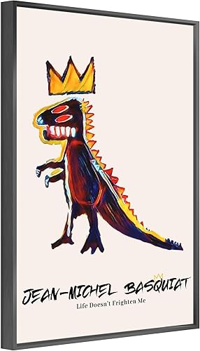 Arte de pared enmarcado de Basquiat, póster de Basquiat de Jean Michel Basquiat, dinosaurio, King, animales, lienzo de graffiti colorido para