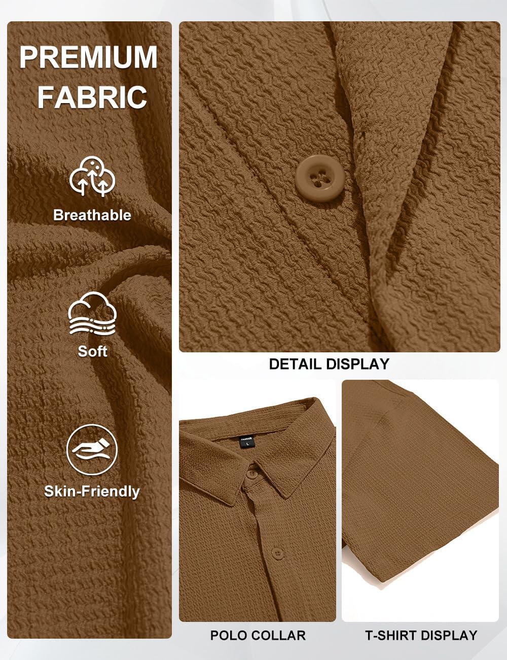 Men's Casual Button Down Shirt Short Sleeve Summer | Lightweight breathable fabric, textured top with chest pocket, relaxed fit, versatile for beach, vacation or daily wear