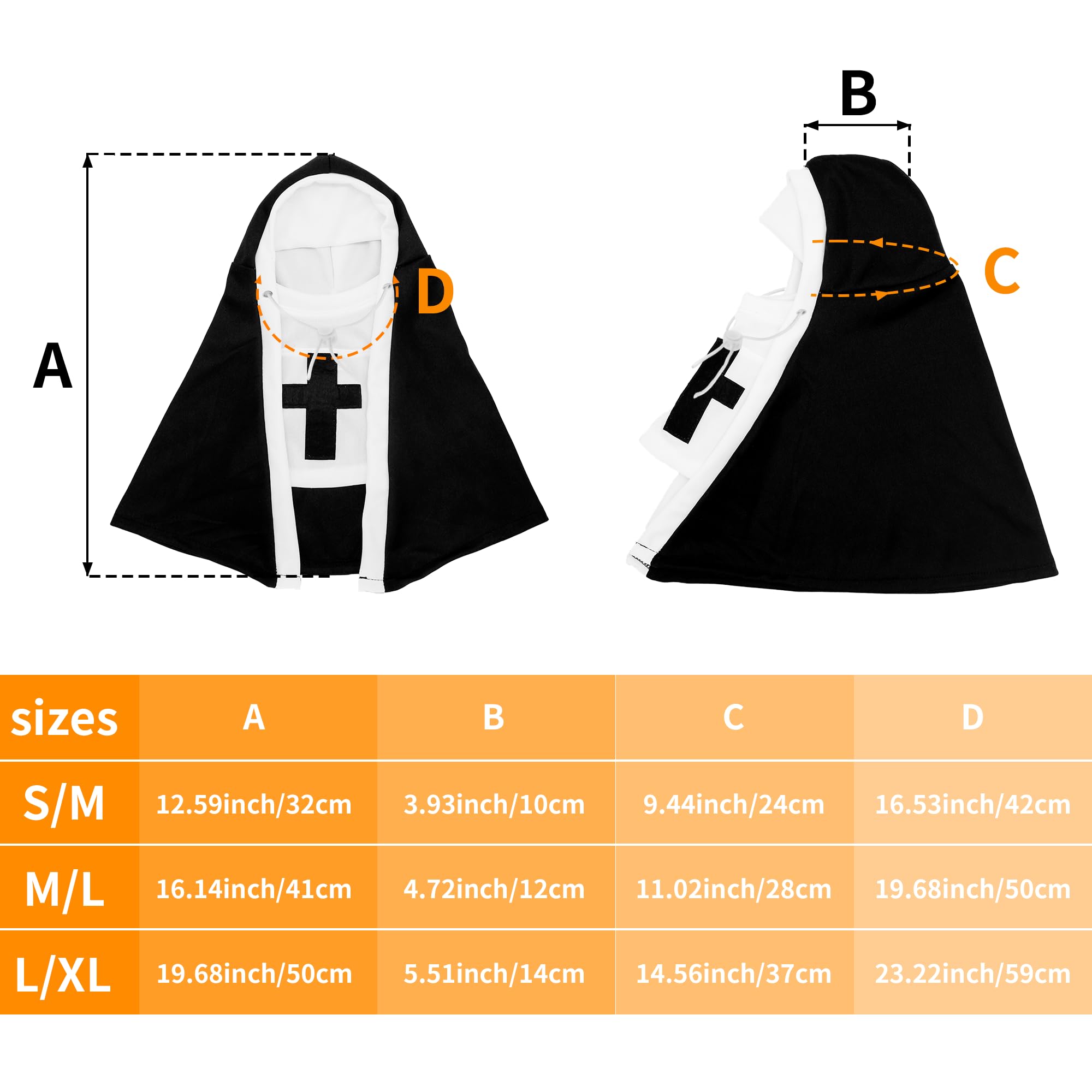 1pc Nun Costume Cats Small Dogs Black Habit White - United Kingdom