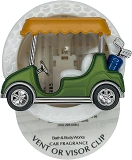 Bath & Body Works Green With Orange Canopy Golf Cart Carrying Blue Bag Car Visor Fragrance Holder Easy To Open