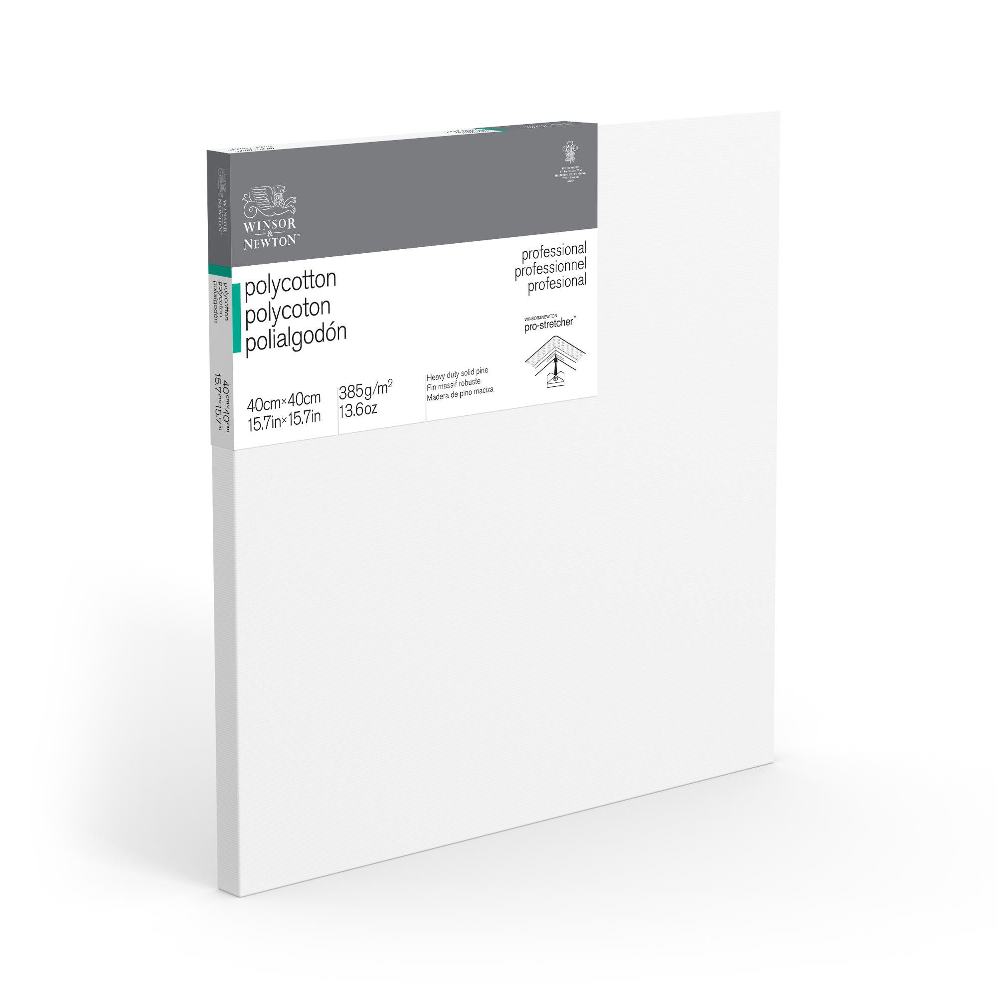 Winsor & Newton 6206020 Professional Keilrahmen aus Baumwollmischgewebe, 385 g/m², 3-fach grundiert, mittlere Körnung, ideal für die Ölfarben und Acrylfarben - 40x40cm