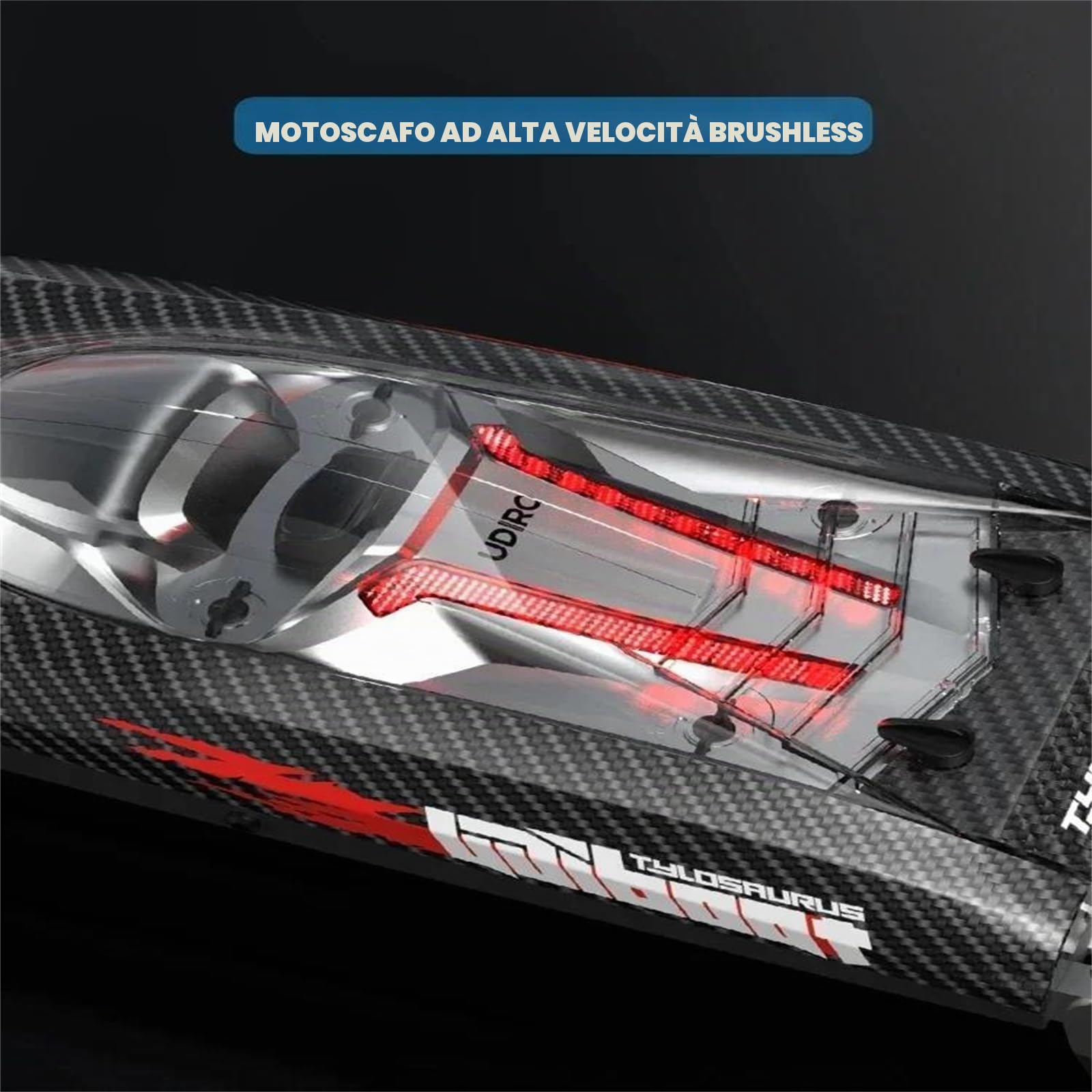 Udi022 motoscafo rc brushless 50 km/h 2.4ghz autoraddrizzante ad Alta velocità Barca telecomandata Sistema di Raffreddamento ad Acqua per Gare in Laghi, Piscine e stagni,Dual Battery