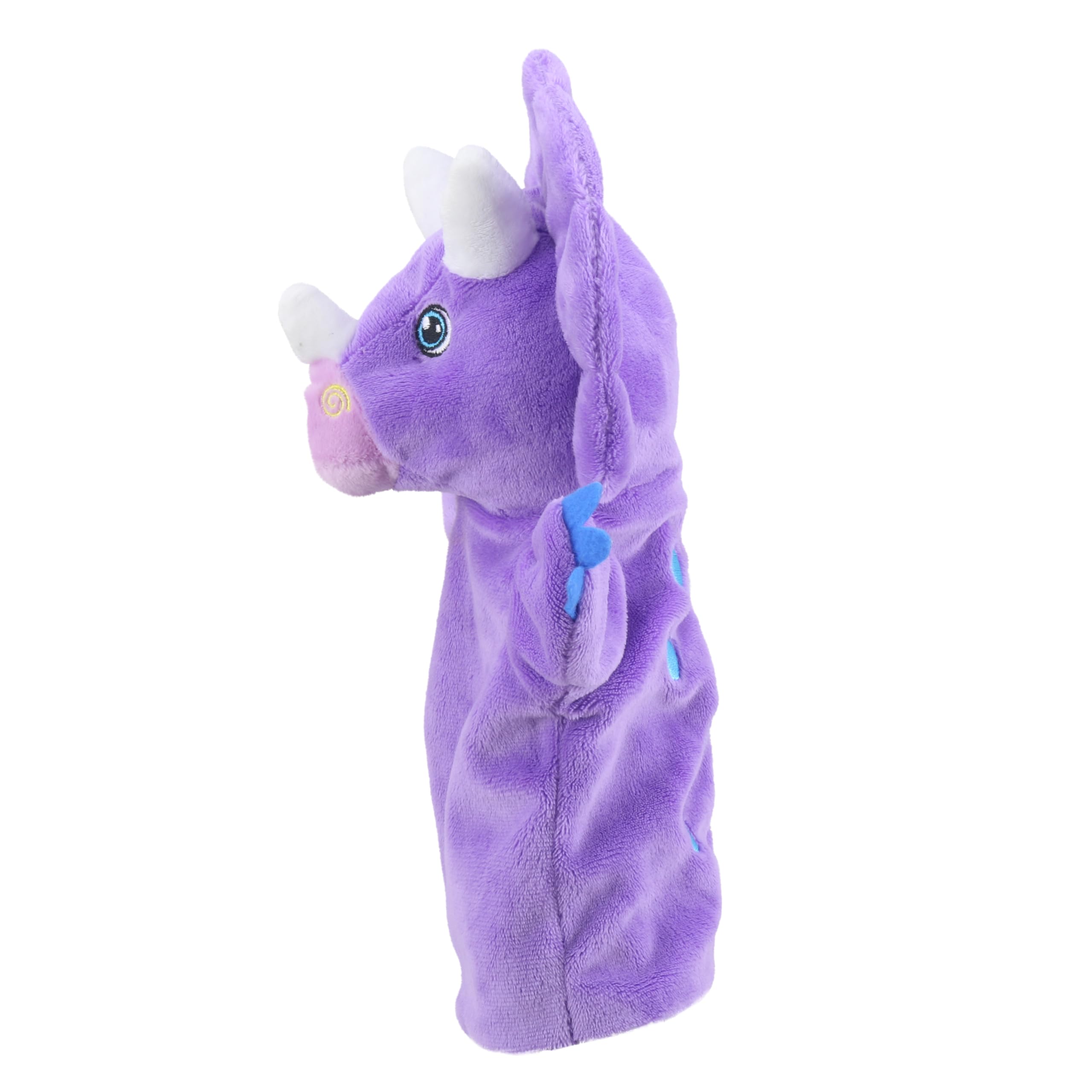 The Puppet Company My First Dinosaur Puppet, Purple Triceratops, Soft Toy for Kids, 100% Recycled Plastic, Interactive - Image 3