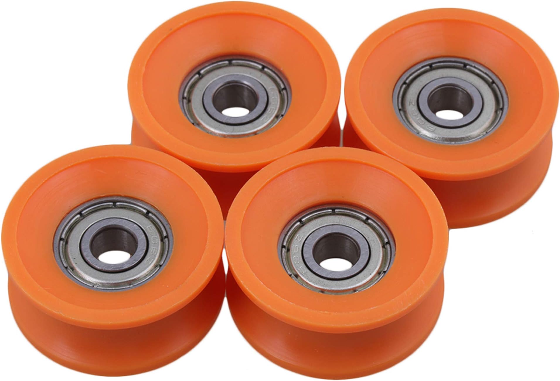 CNBTR Plastic Coated Sealed Bearings Steel 606ZZ Deep U-type Guide Pulley Rail Ball Rolling Bearing Wheel 6x30x13mm Orange Pack Of 4