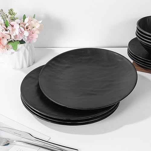 Miniatura 6 de Lechoo Juego de vajilla de melamina, platos y cuencos para uso en interiores y exteriores, ligero, irrompible, apto para lavavajillas, servicio para