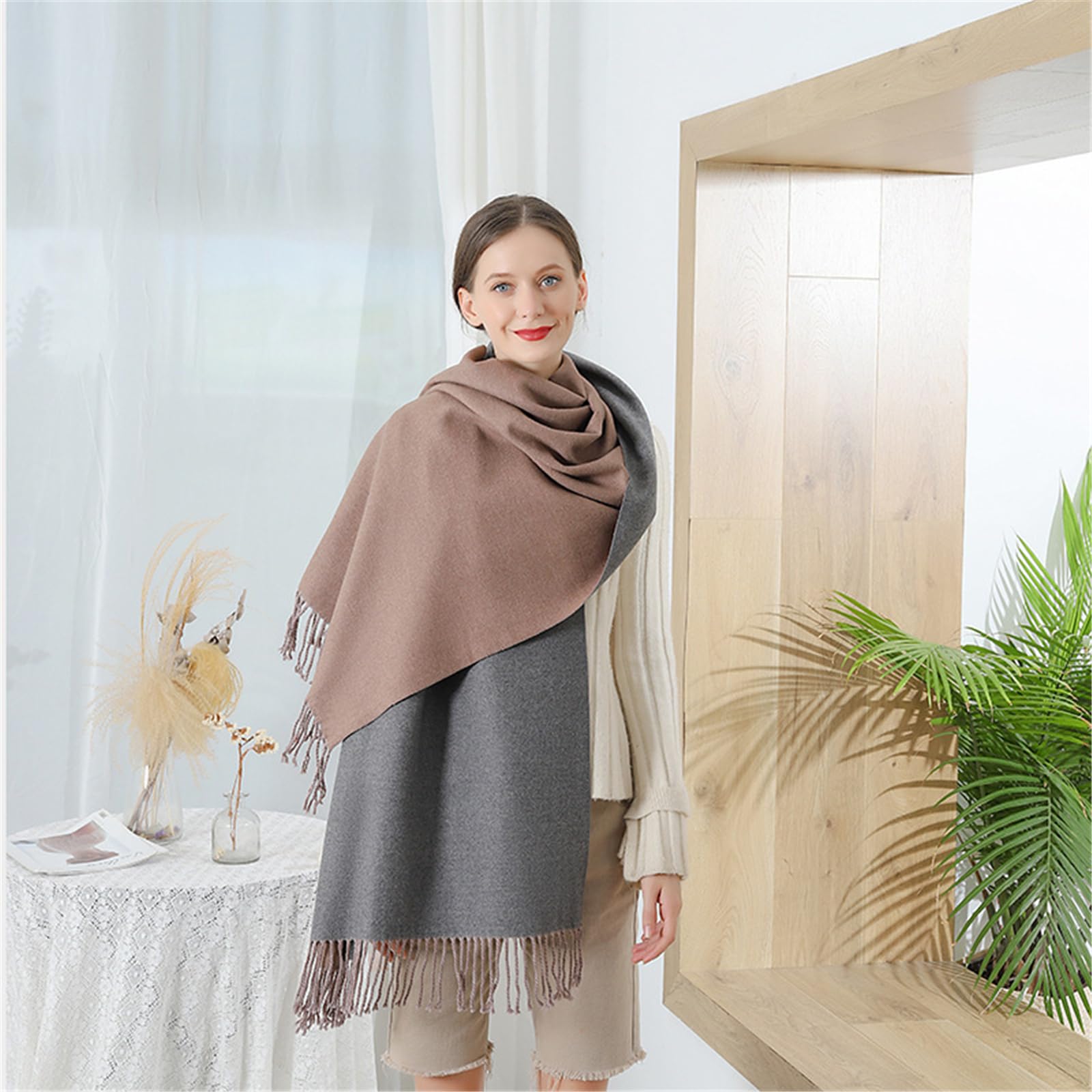 Foulard Donna Scialle Sciarpa Da Versatile E Alla Moda Per Il Calore Double-face Autunno Inverno