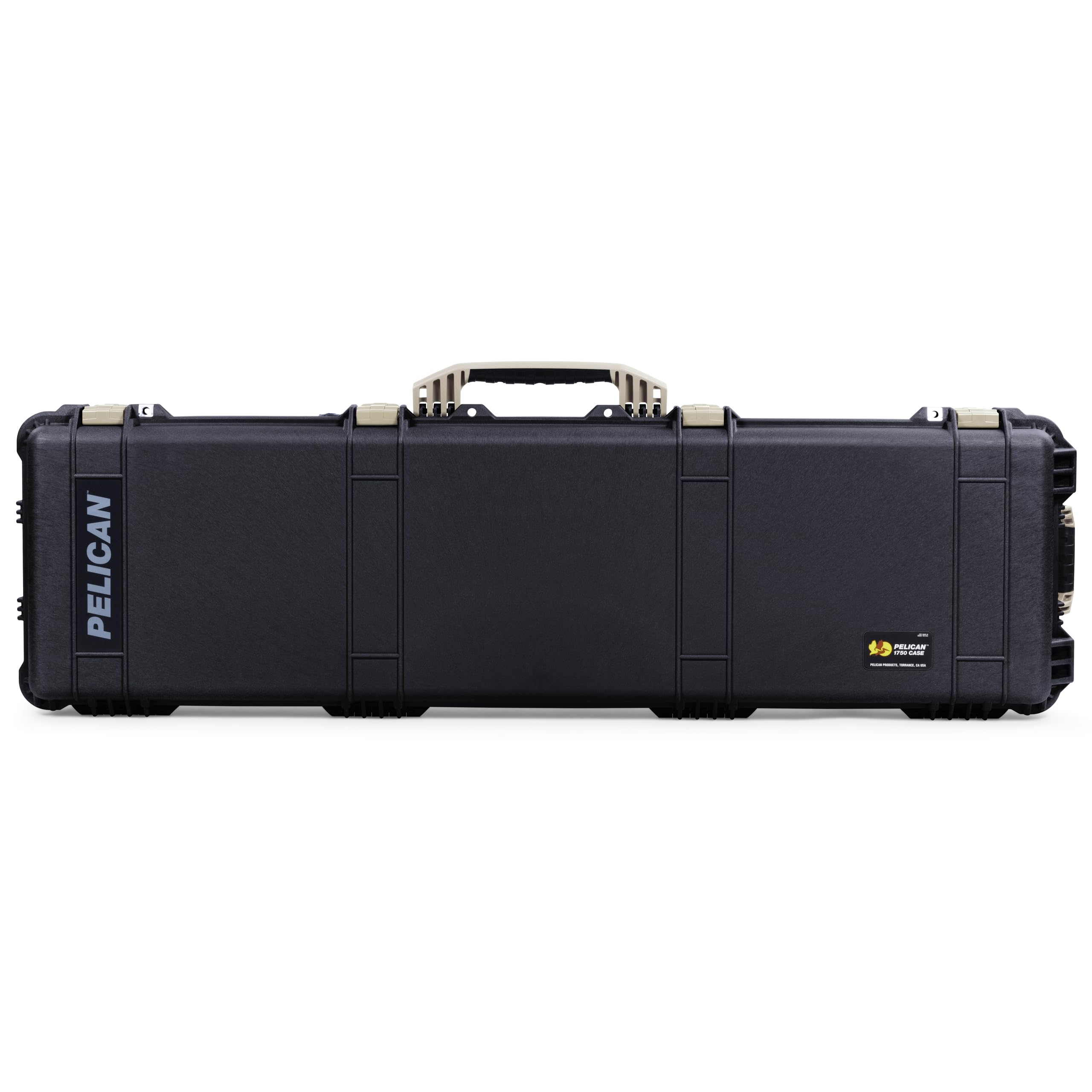 Black Pelican 1750 case with tan handles & latches. Comes with foam.