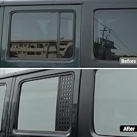 Vista 2 de Hoolcar Adhesivos para ventana de puerta trasera, cubierta de panel de vidrio de aleación de aluminio para Jeep Wrangler JKU 2007-2017, 4 puertas