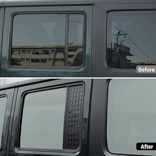 Miniatura 9 de Hoolcar Adhesivos para ventana de puerta trasera, cubierta de panel de vidrio de aleación de aluminio para Jeep Wrangler JKU 2007-2017, 4 puertas