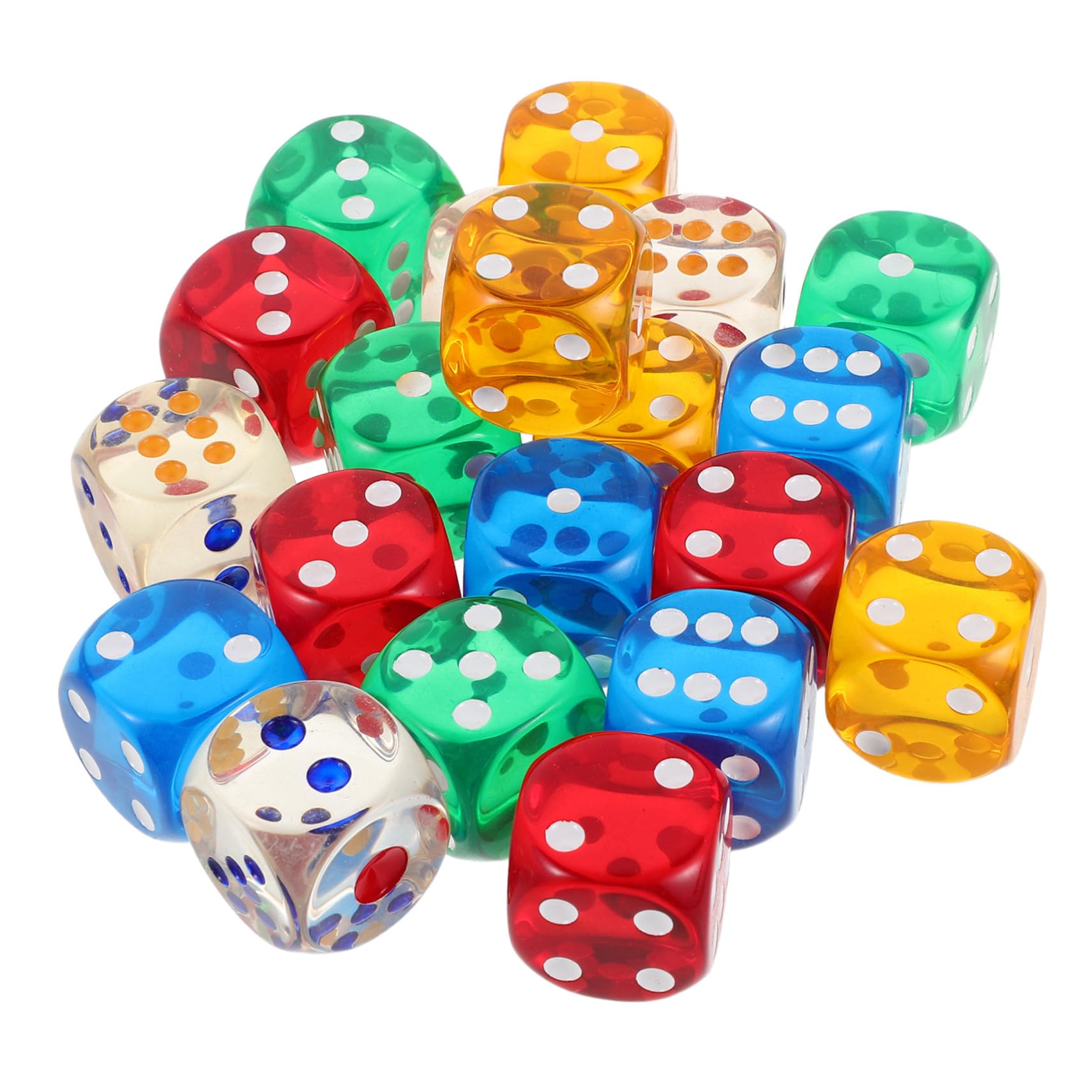 Beaupretty 20 Piezas Dados de Colores Translúcidos Puntos Dados Acrílicos Redondeados para Mesa Enseñanza Matemática Aula y Fiestas Festivas