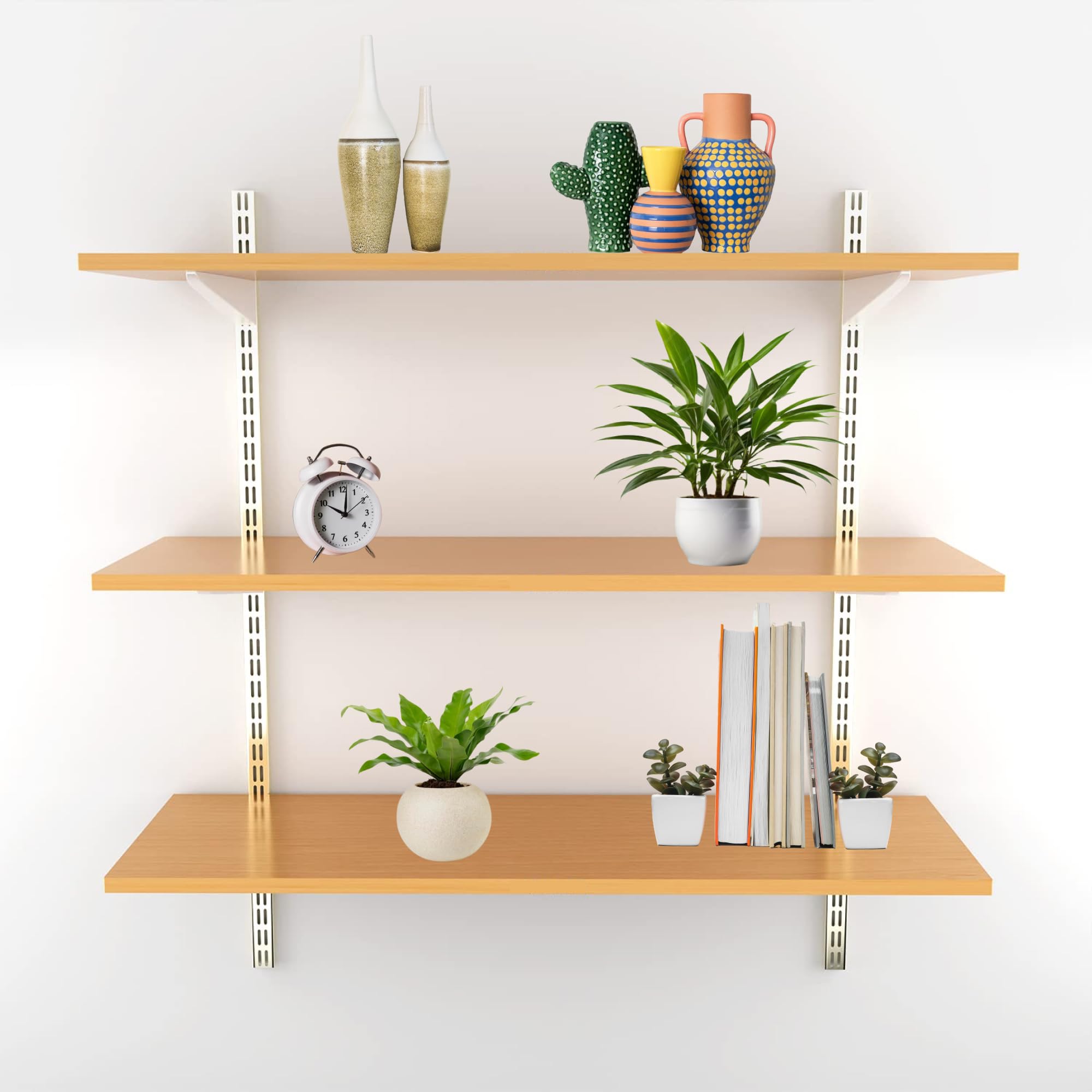 Zemjet Wall Mounted Wooden Rack with 3 Shelves [24 x 12 inches