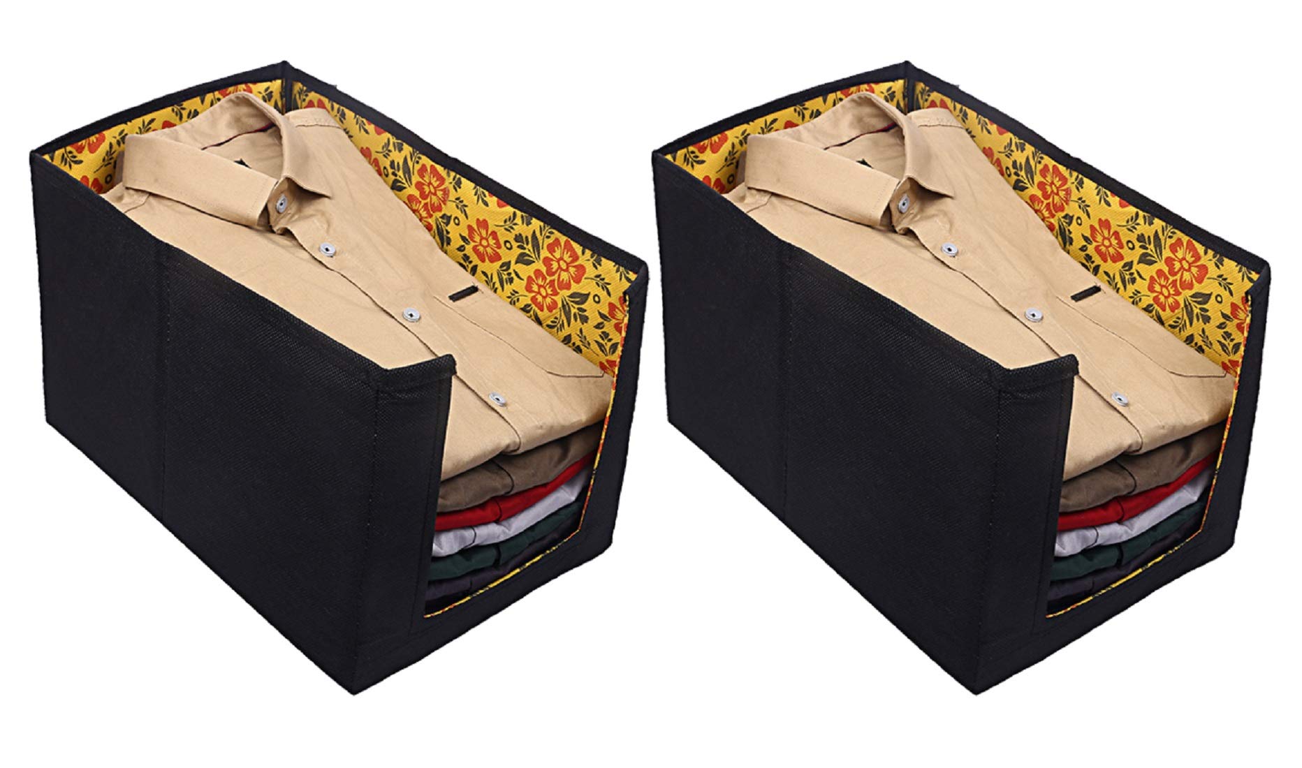 Kuber Industries Flower Design Non-Woven 2 Pieces Shirt Stacker Wardrobe Organizer (Yellow) - CTKTC23233 (B07YBKB9FF) Amazon Price History, Amazon Price Tracker