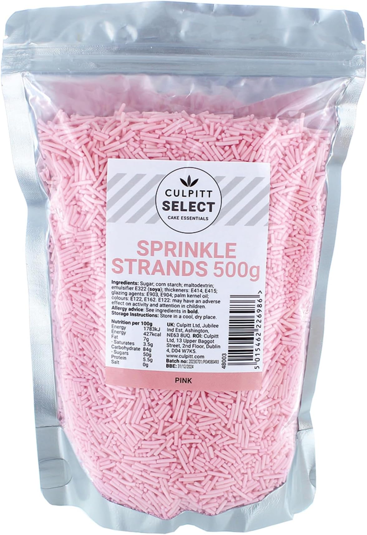 Select Sprinkles | Pink Sugar Strands, Cake Sprinkle Decorations For Cakes, Cupcakes, Cookies, Ice Cream, and Desserts | 500g