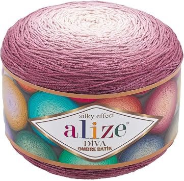 ALIZE Diva Ombre Batik Yarn, 2 Skn 500 Gr, 1750 Meters 1.914 Yards, Microfiber Yarn, Bikini Yarn, Summer Yarn, Hand Knitting Yarn, Swimsuit Yarn, Top Yarn, Lingerie Yarn, Beach Yarn, Crochet 7377