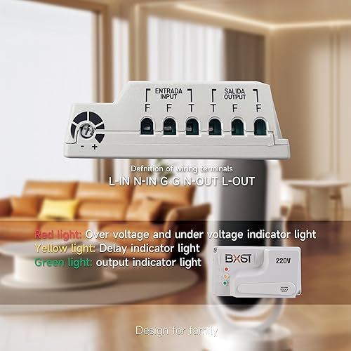 Miniatura 5 de BXST Cableado resistente protector de sobretensiones de energía 20A Protector de voltaje para electrodomésticos con retardo de tiempo, protege