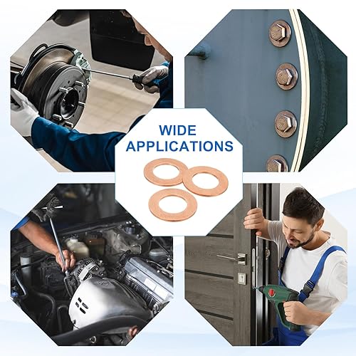 Miniatura 6 de MECCANIXITY 28Pcs Arandela Plana, Kit de Arandelas de Cobre M16, Anillo de Sellado de Cobre, Arandela de Compresión, Surtido, 16mm ID, 22mm OD, 1mm