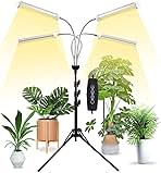 LED Grow Lights for Indoor Plants, 420 LEDs Full Spectrum Plant Lights for Indoor Growing with 15-63 inches Adjustable Tripod Stand, 4 Heads Floor Grow Lamp with 3/6/12H Auto On/Off Timer Function