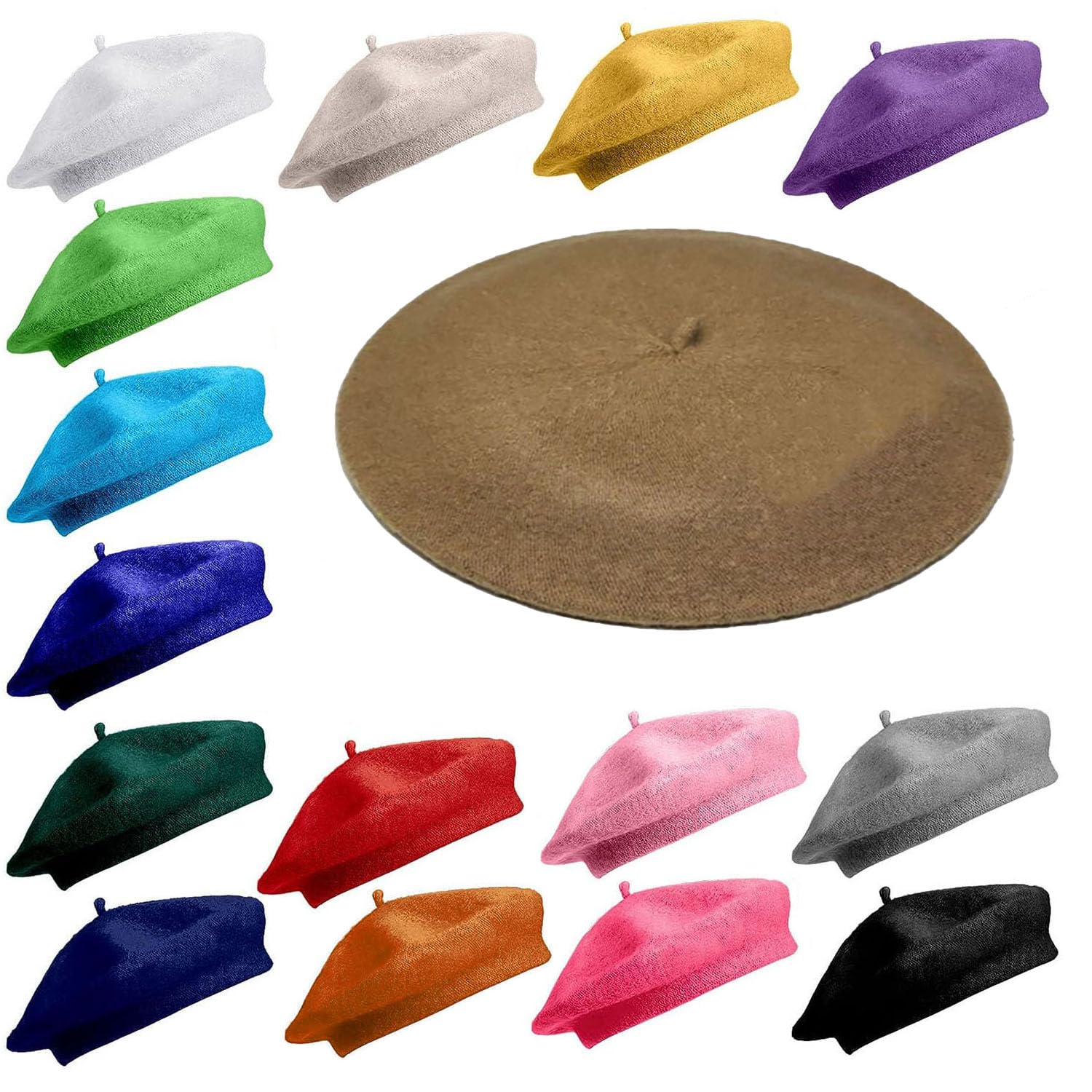 Van Der Linn Unisex Colour 22 Camel Plain Beret Wool Warm French Hat (Uk, Alpha, One Size, )