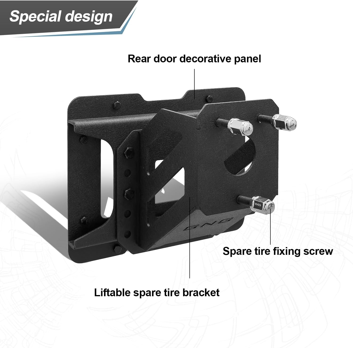 GNG Adjustable Spare Tire Lift Compatible for 2007-2017 Jeep Wrangler JK JKU Unlimited Heavy Duty Spare Tire Carrier up to 43 inches Spare Wheel Holder Rack Mount Relocation〔Black〕