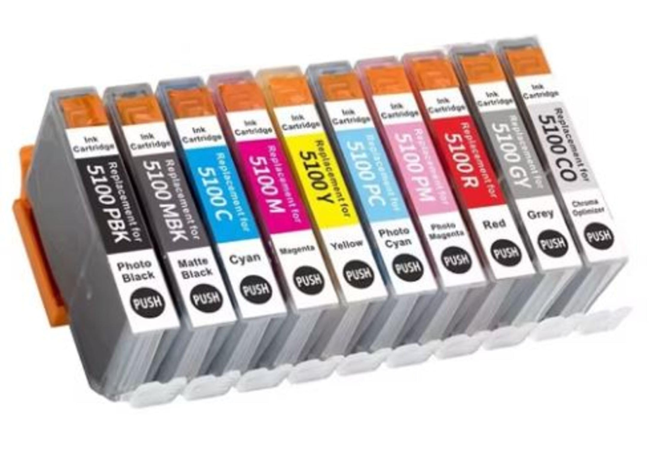 PREMIUM CARTOUCHE Pack de 10 Cartouches Compatible avec imagePROGRAF PRO-310, PFI-5100 Multicolore (Noir, Cyan, Magenta, Jaune, Gris, Rouge, Photo Cyan, Photo Magenta), Encre Pigmentée