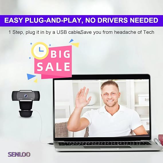 HD Webcam for PC - 1080P Web cam, Web Camera for Desktop Computer, 2 Mics Streaming, Computer Camera, Autofocus USB Webcam for Online Calling/Conferencing/Zoom/Skype/Facetime/YouTube/Laptop/PC