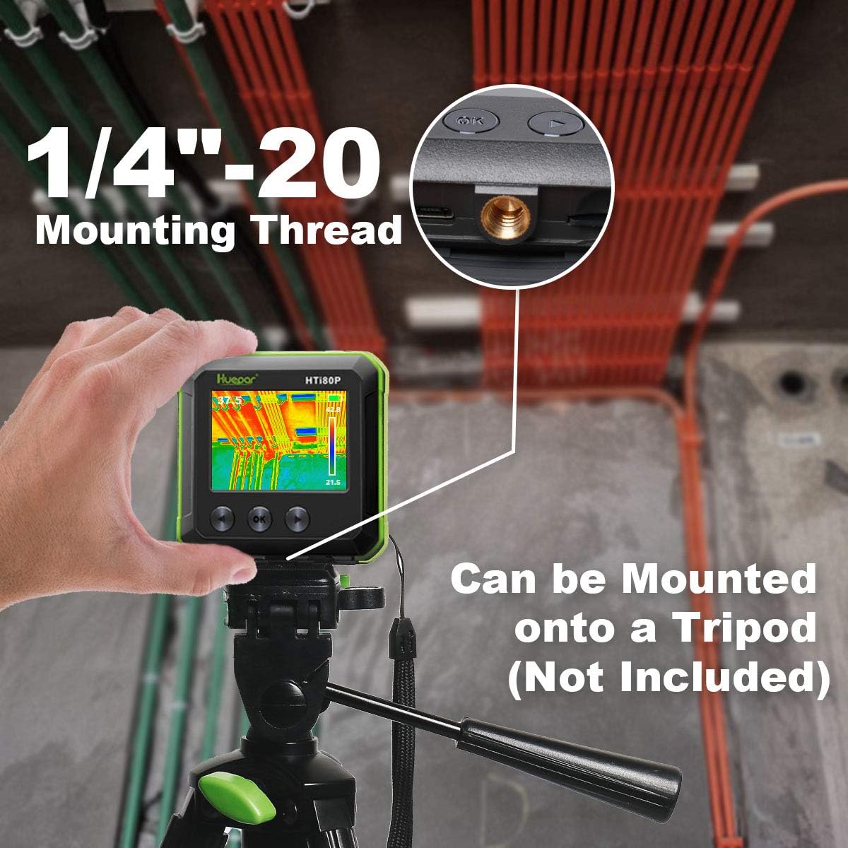 Buу 1 gеt 1 🔥 Pocket-Sized IR Thermal Imager, Huepar 80 x 60 Infrared Resolution Thermal Imaging Camera Measurement Range 14°F~752°F with 76800 Pixels Display, Temperature Tracking & Adjustable Emissivity HTi80P