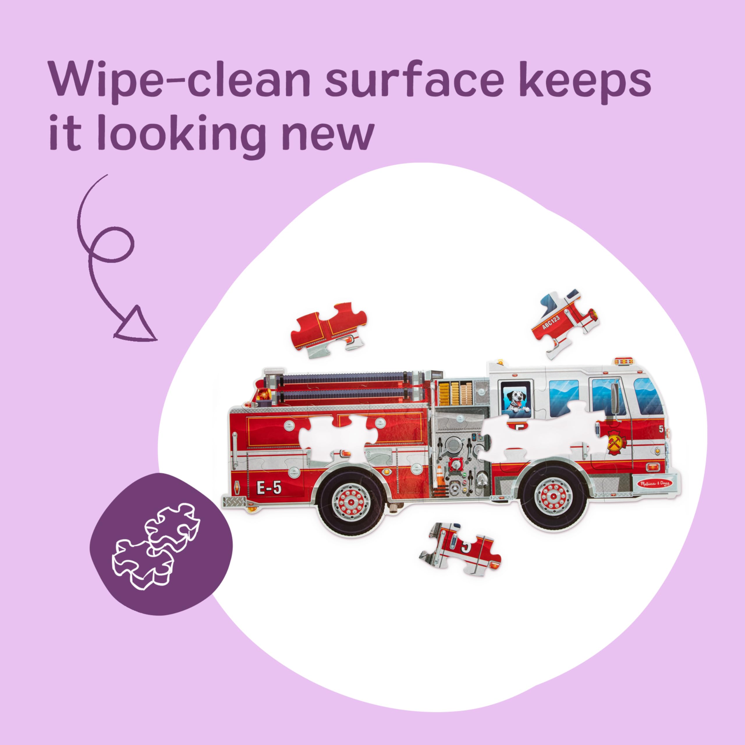Melissa & Doug Neu! Riesiges Feuerwehrauto Bodenpuzzle 24 Teile