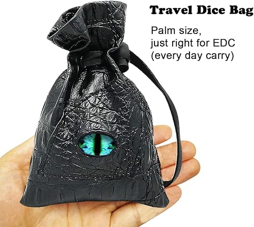 Miniatura 42 de Haxtec - Bolsa de almacenamiento para dados de piel sintética con cordón y diseño de ojo de dragón, para dados de D&D, monedas y accesorios, Mama