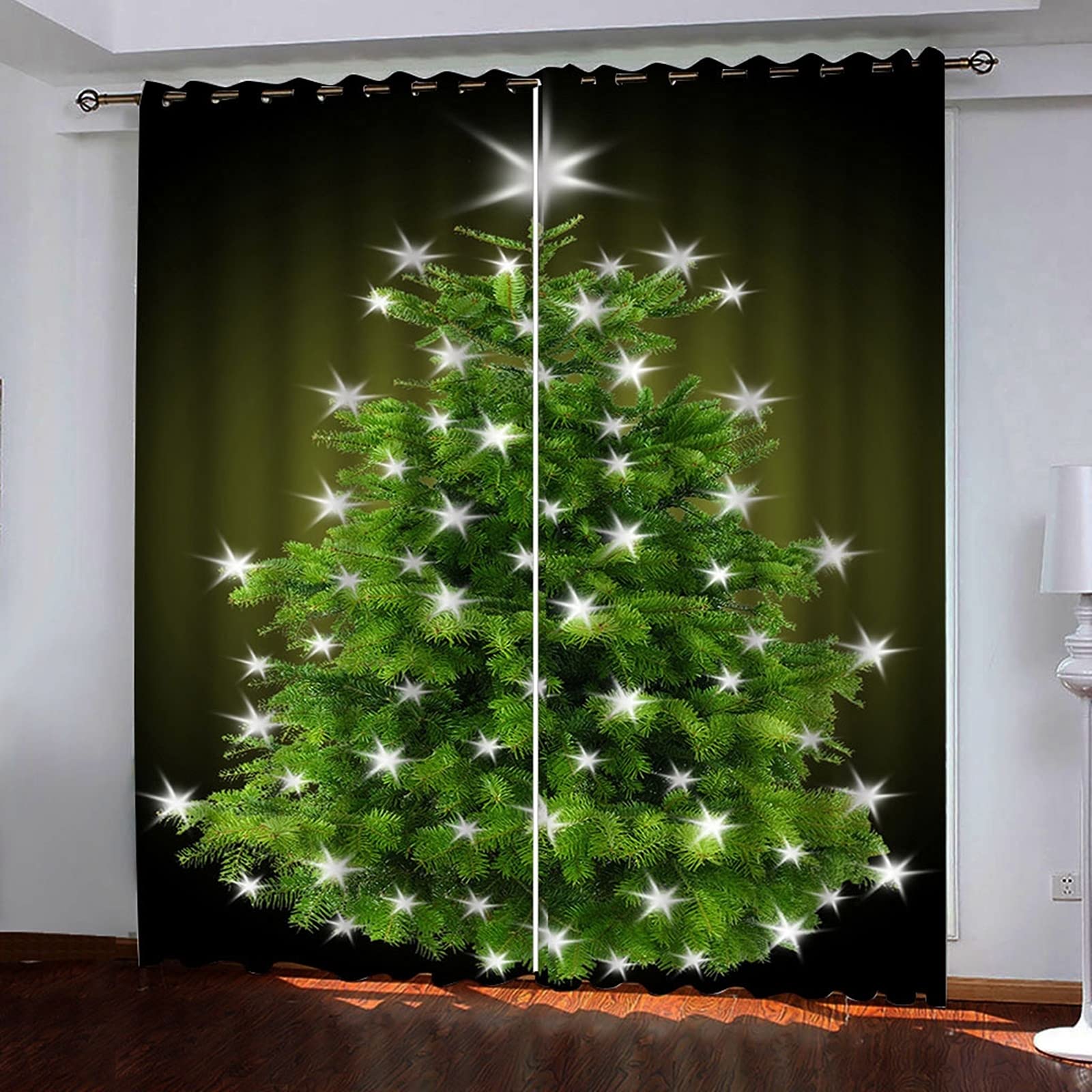 Zasłony choinkowe do kawiarni, zasłony z nadrukiem do sypialni salonu 2 panele, szer. 106 cm x dł. 213 cm