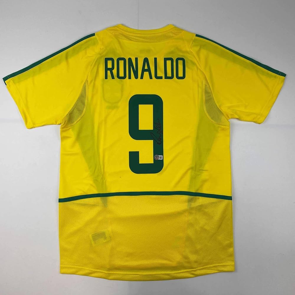 Autographed/Signed Ronaldo Nazario Brazil Yellow Soccer Jersey