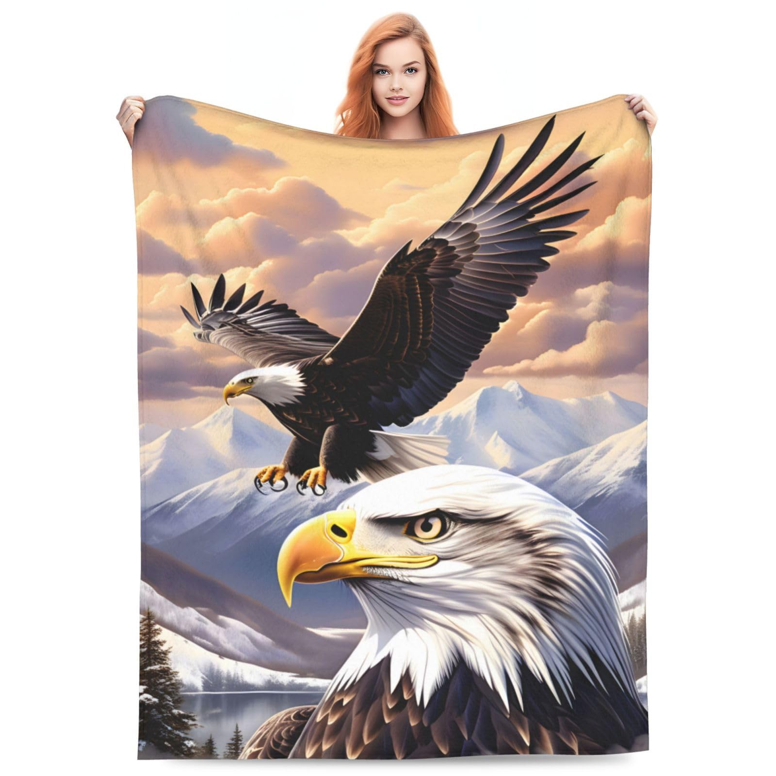 amepay Bald Eagle Flying Blanket Gfits for Women Men Kids Flannel Throw Blankets Soft Fuzzy Lightweight for Home Decor Couch Bed Sofa 60x50 Inches